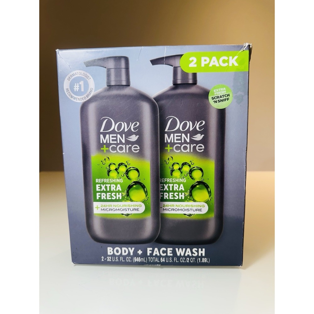 Dove Men Care Extra Fresh Body and Face Wash 2 Pack 32 FL Oz NEW